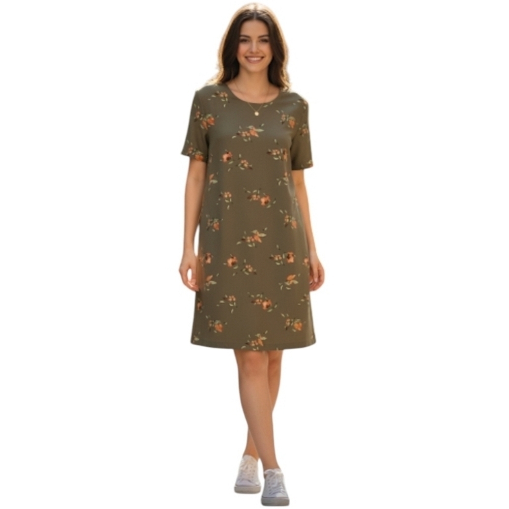 AVA & Viv Green Floral Keyhole Back Dress